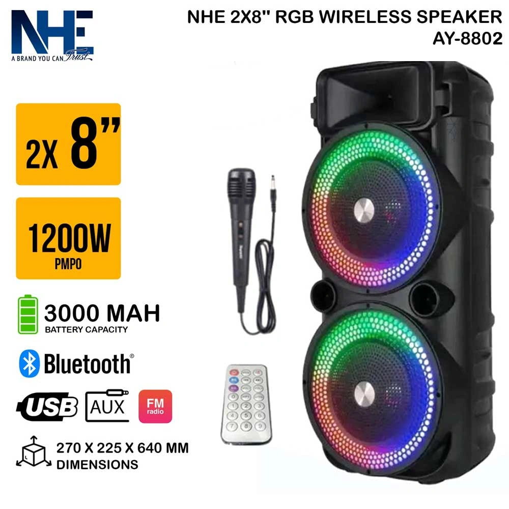 NHE 2x8 RGB Wireless Speaker AY-8802