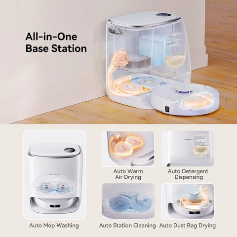 روبوت مكنسة ومساحة ناروال فريو إكس الترا - شفط 8200Pa، ممسحة 12N، غبار لمدة 7 أسابيع، خزان نظيف بسعة 4.5 لتر