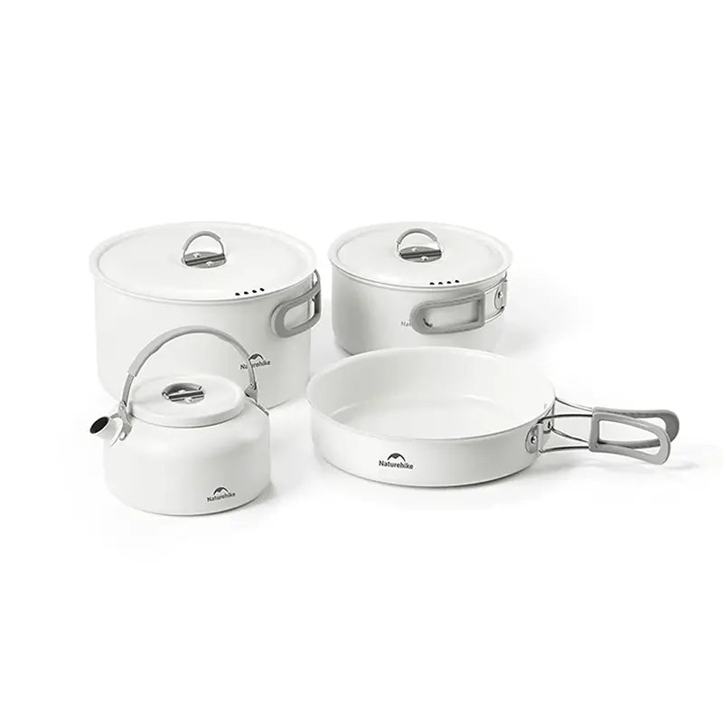 Naturehike Ceramic Non-Stick Pot Set - White (4pcs)