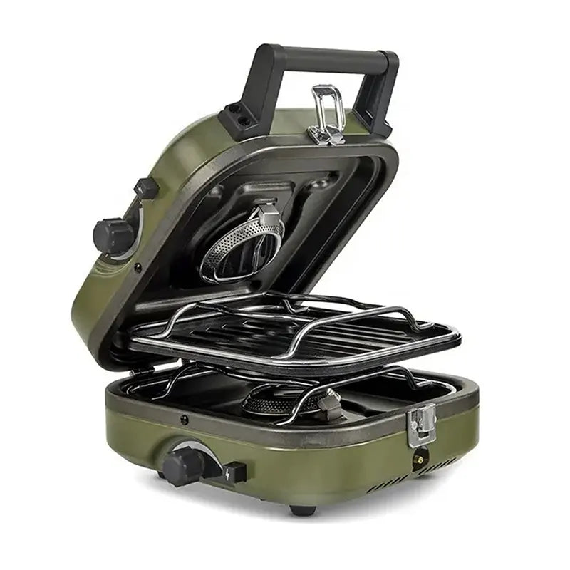 Naturehike Double Burner Folding Gas Stove - Army Green