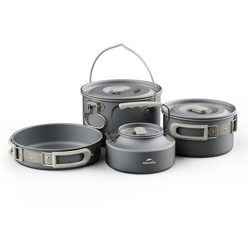 Naturehike Wild Trekkin Aluminium Alloy Pot Set - Dark Grey (4pcs)