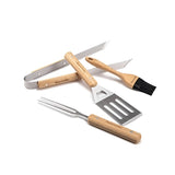Naturehike Four-Piece Barbecue Tool Set - Wood + Stainless Steel