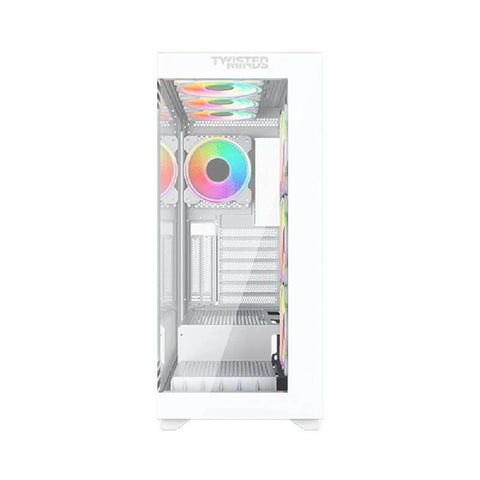 Twisted Minds Quantum Glass Mid Tower Gaming Case - White 7x120mm