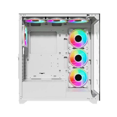 Twisted Minds Quantum Glass Mid Tower Gaming Case - White 7x120mm