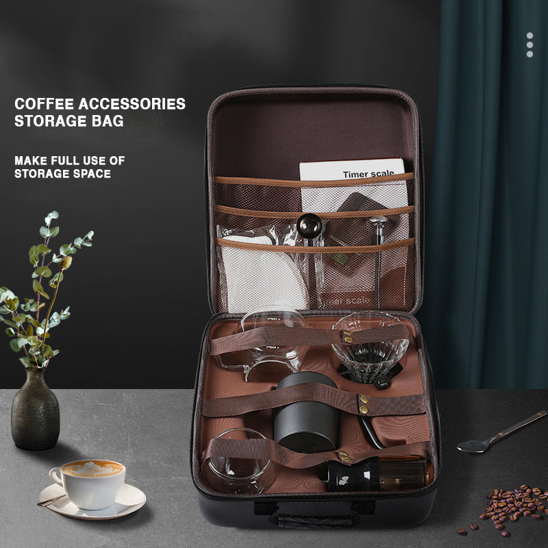 KKF, 8-Piece Outdoor Hand Brewing Coffee Making Set with Leather Carry Bag