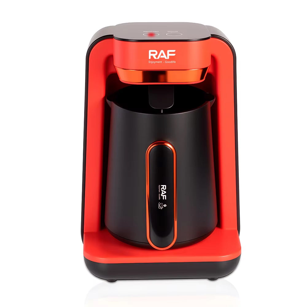 RAF، إبريق القهوة التركي سعة 280 مل 500 واط مع تشغيل بنقرة واحدة، تصميم مدمج وحماية من الانسكاب