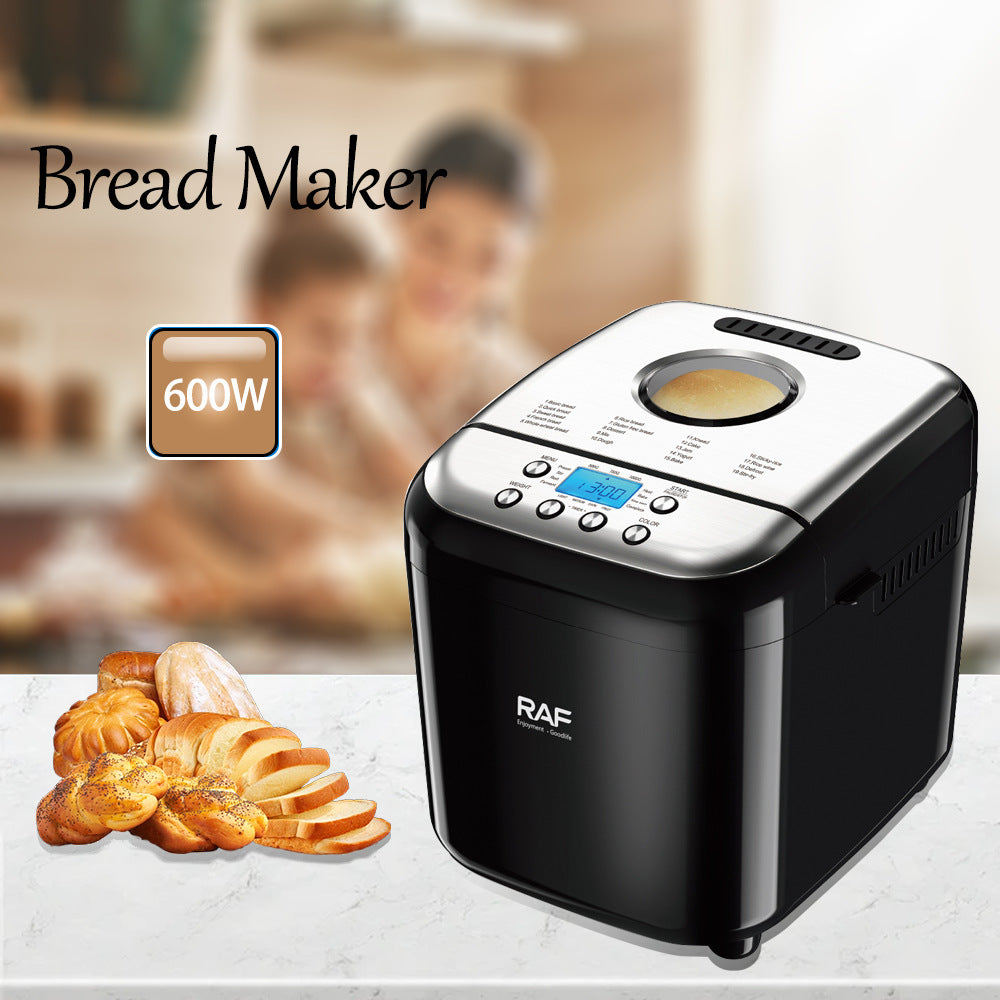 RAF, Smart Bread Maker with LCD Display, Multi Capacity Baking, Non-Stick Pan & Timer Function - 600W