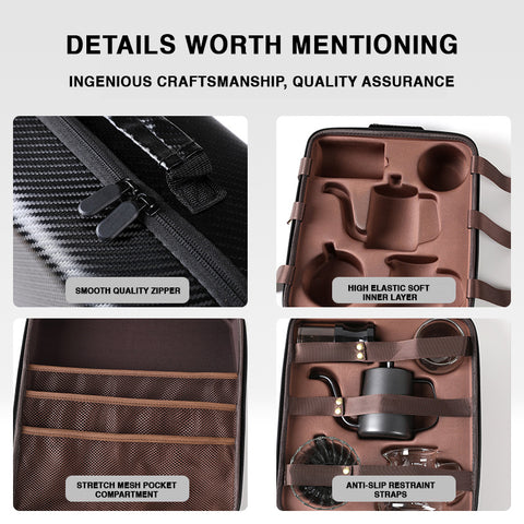 KKF, 8-Piece Outdoor Hand Brewing Coffee Making Set with Leather Carry Bag