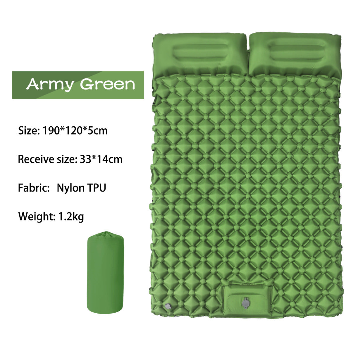 Double Inflatable Camping Air Mattress with Built-In Foot Pump & Dual Pillows – 200 × 120 cm