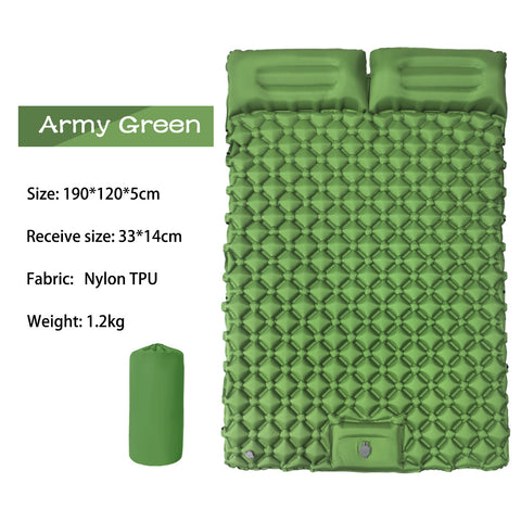 Double Inflatable Camping Air Mattress with Built-In Foot Pump & Dual Pillows – 200 × 120 cm