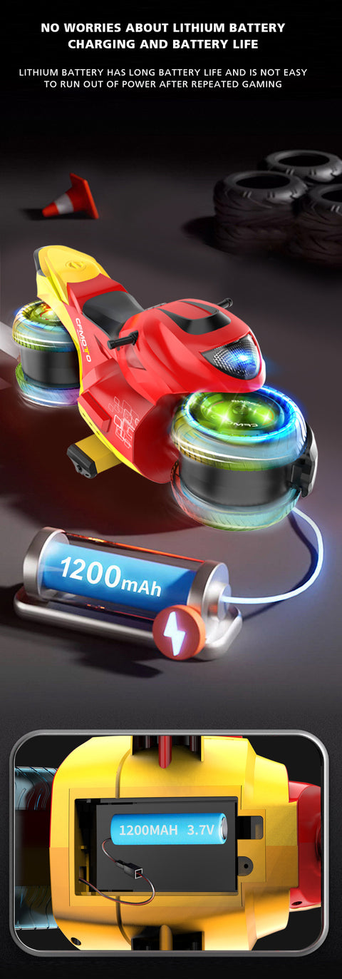 Drift Spray Stunt Motorcycle Toy with 2.4G Remote & Gesture Control, LED Lights & Mist Effect