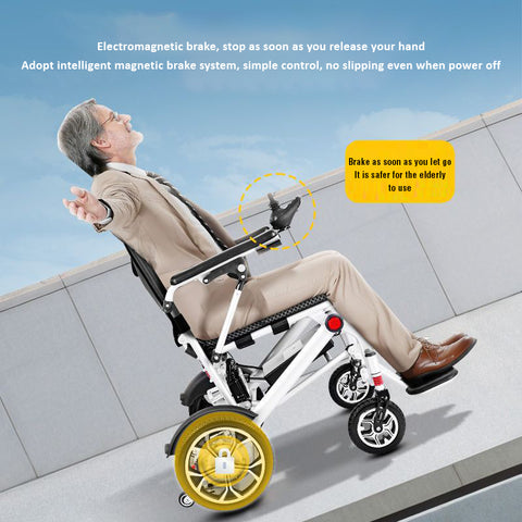 Lightweight Folding Electric Wheelchair with Dual Motor, Compact - 130kg Load Capacity