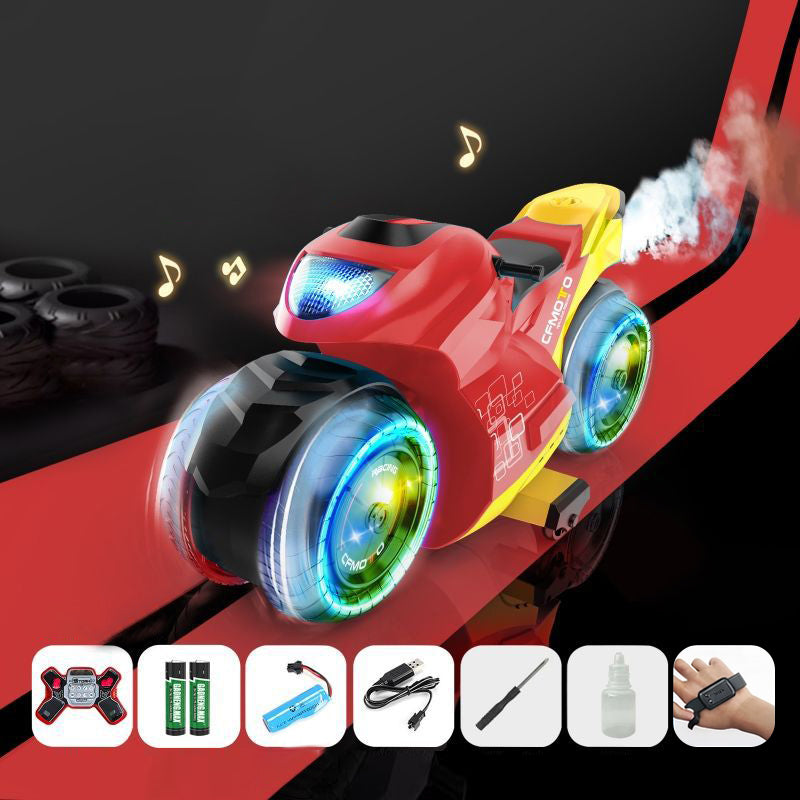 Drift Spray Stunt Motorcycle Toy with 2.4G Remote & Gesture Control, LED Lights & Mist Effect