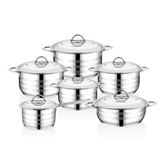 OMS Stainless Steel All Casseroles Cookware Set of 12 Pcs