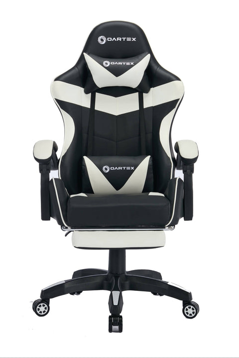 Oartex Gaming Chair with Foot Rest- Black & White ( Installation not included )