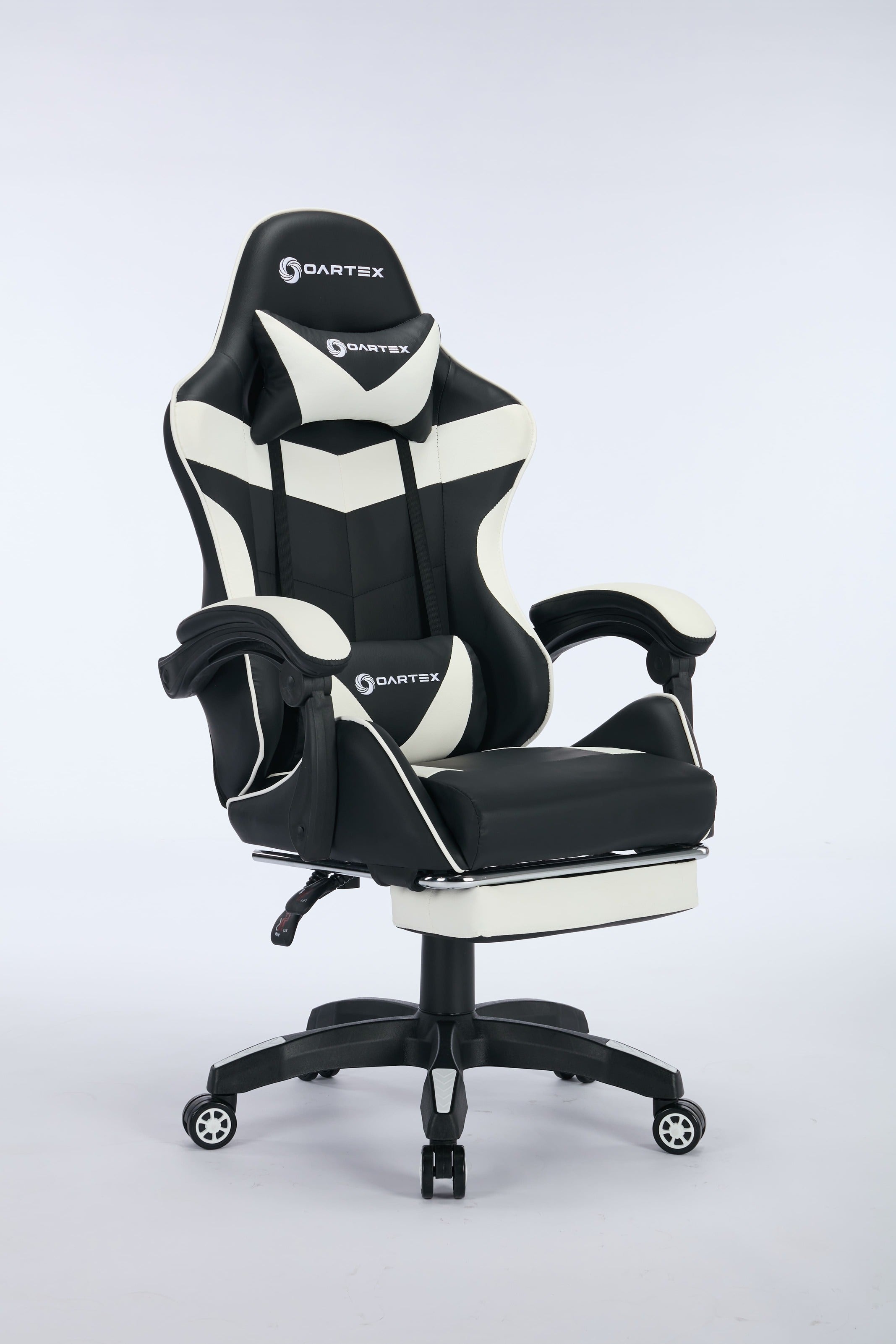 Oartex Gaming Chair with Foot Rest- Black & White- Electronic Be3ah store