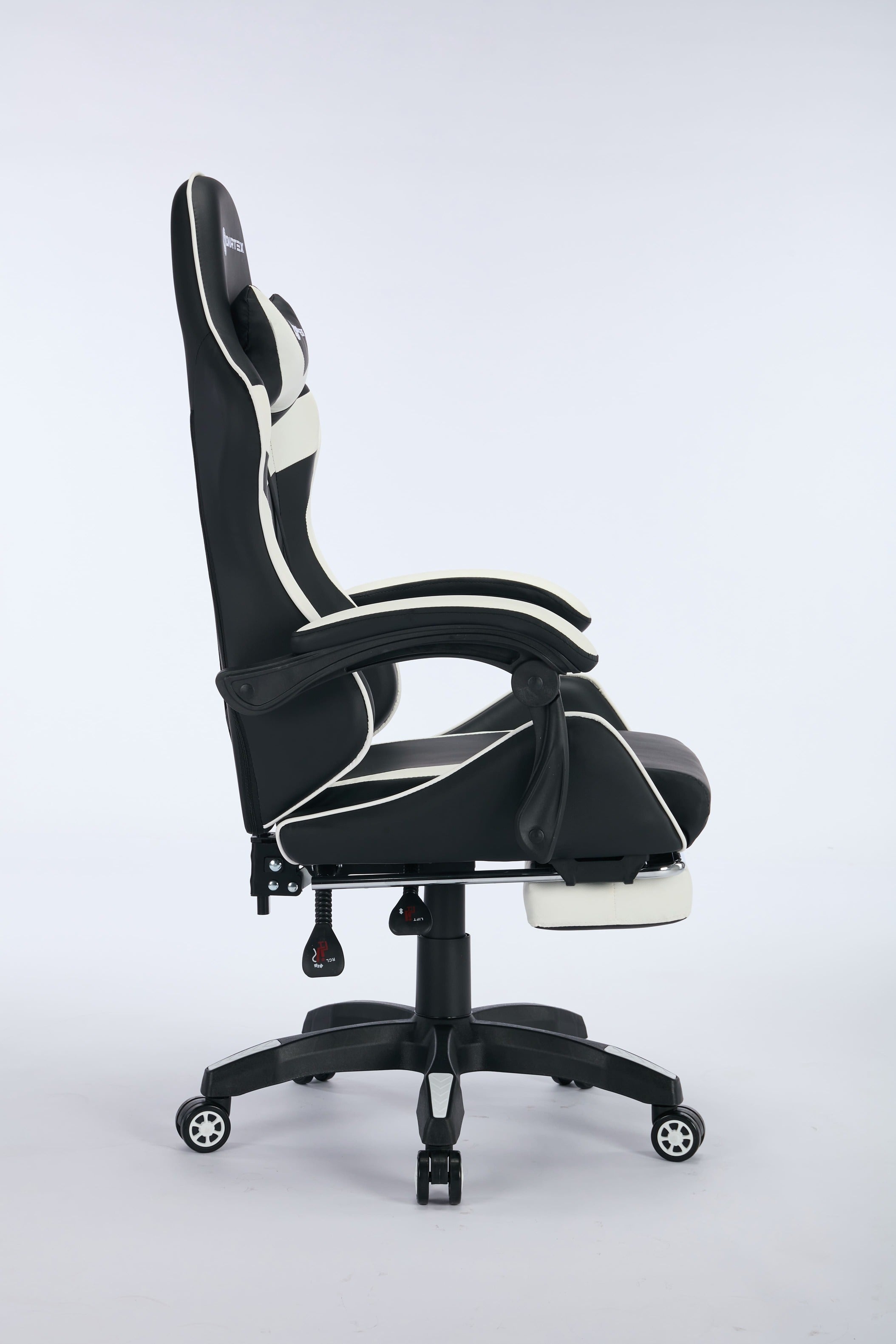 Oartex Gaming Chair with Foot Rest- Black & White- Electronic Be3ah store