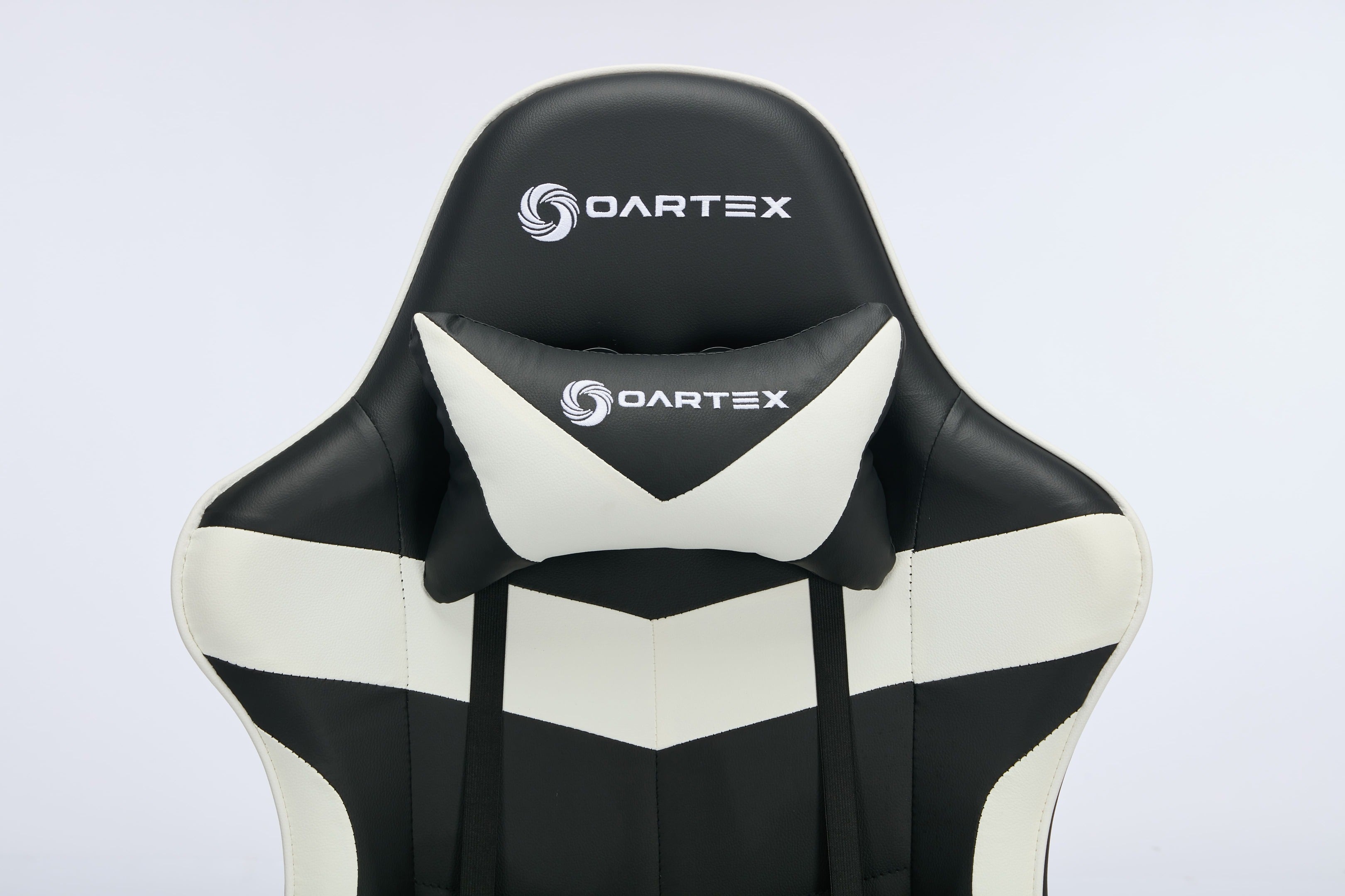 Oartex Gaming Chair with Foot Rest- Black & White- Electronic Be3ah store