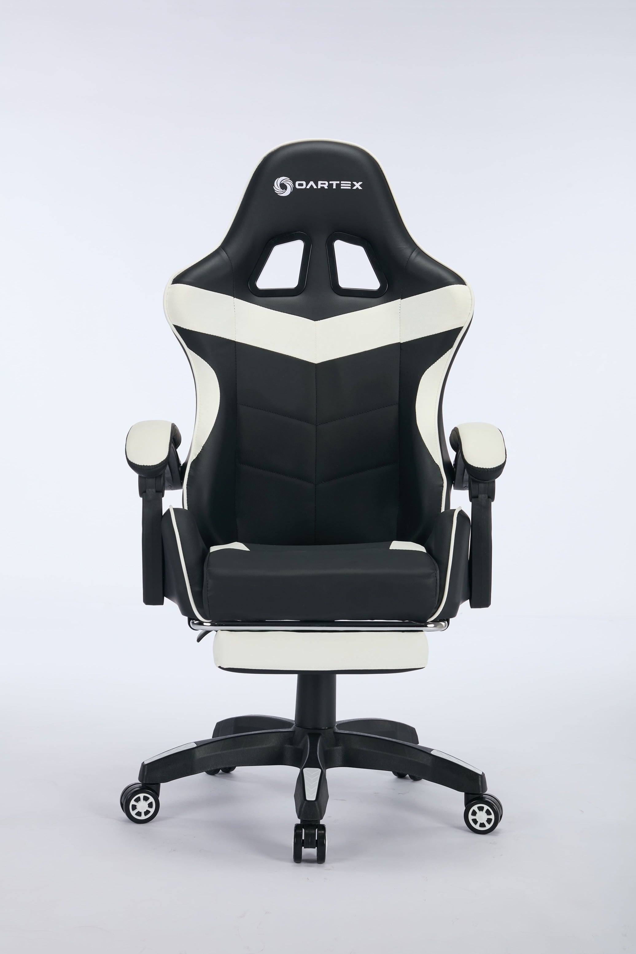 Oartex Gaming Chair with Foot Rest- Black & White- Electronic Be3ah store