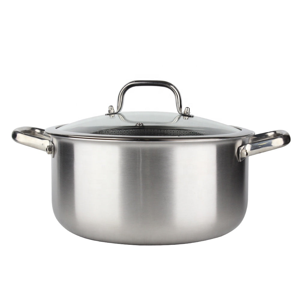 Osfe Home Cooking 316 High Quality 10-Piece Luxury Triply Stainless Steel Non Stick Cookware Set With Glass Lid (32-28-24-20 cm Pots and Pan 28 cm)