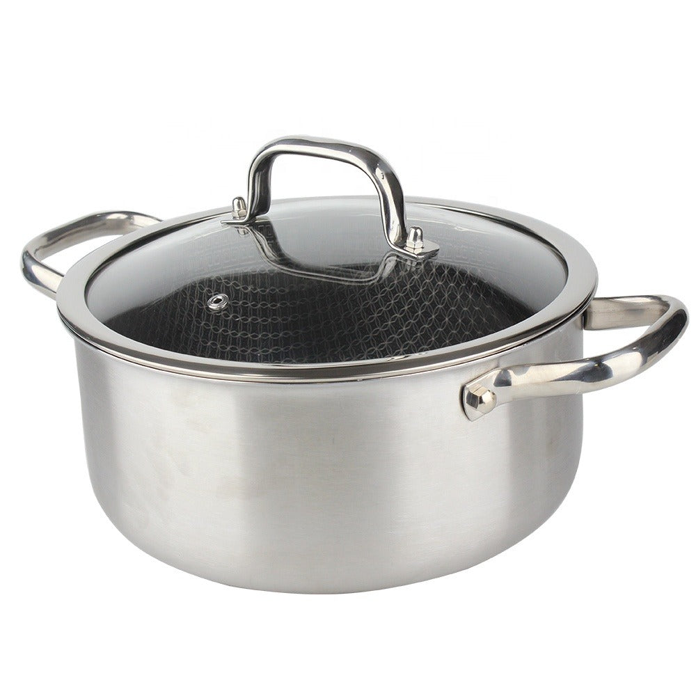 Osfe Home Cooking 316 High Quality 10-Piece Luxury Triply Stainless Steel Non Stick Cookware Set With Glass Lid (32-28-24-20 cm Pots and Pan 28 cm)