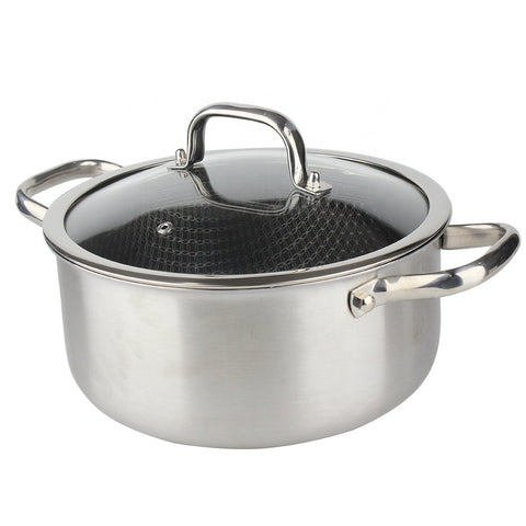 Osfe Home Cooking 316 High Quality 10-Piece Luxury Triply Stainless Steel Non Stick Cookware Set With Glass Lid (32-28-24-20 cm Pots and Pan 28 cm)
