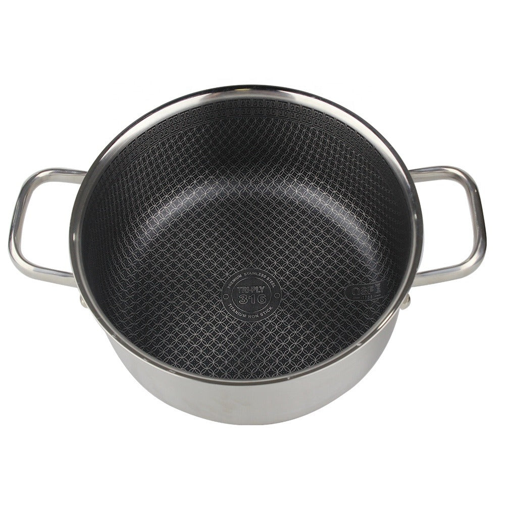 Osfe Home Cooking 316 High Quality 10-Piece Luxury Triply Stainless Steel Non Stick Cookware Set With Glass Lid (32-28-24-20 cm Pots and Pan 28 cm)