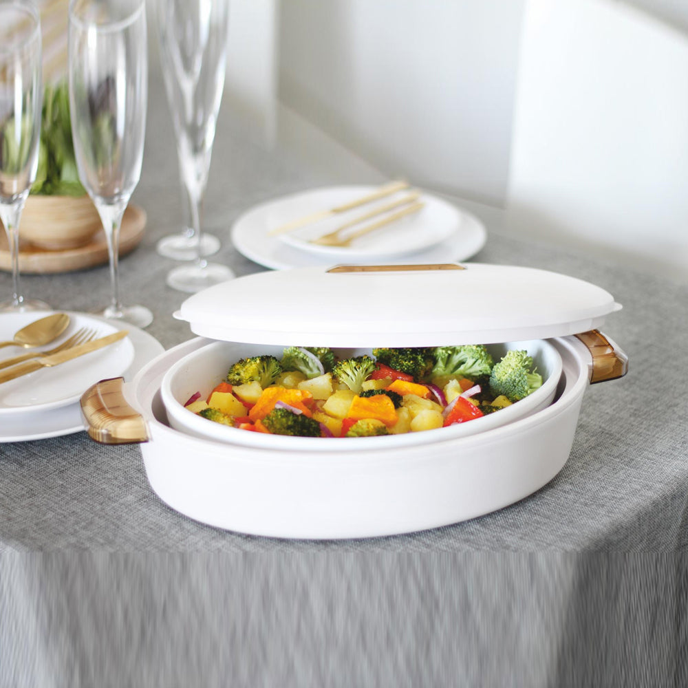 White/Amber Colorado Oval Insulated Server - 2.8L