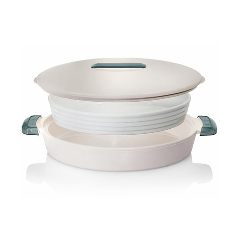 White/Pale Blue Colorado Oval Insulated Server - 2.8L