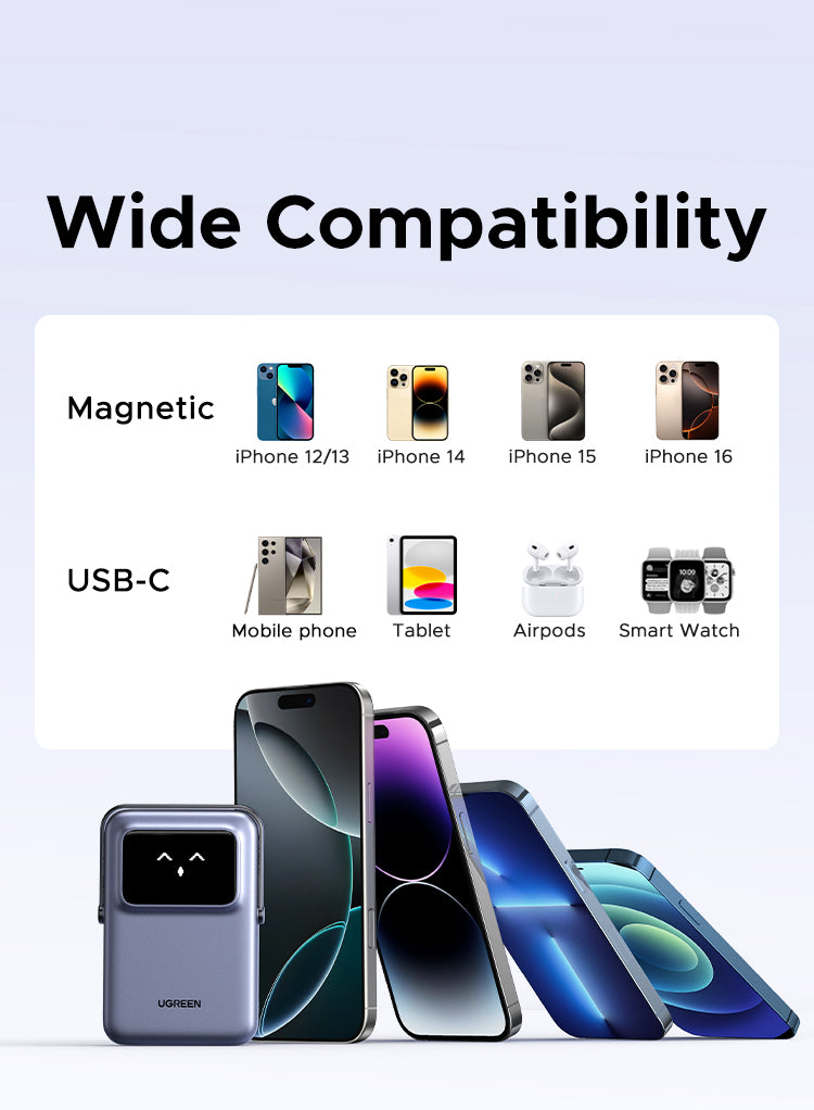 UGREEN 45327, Uno Magnetic Wireless Power Bank 10000mAh 20W - Gray