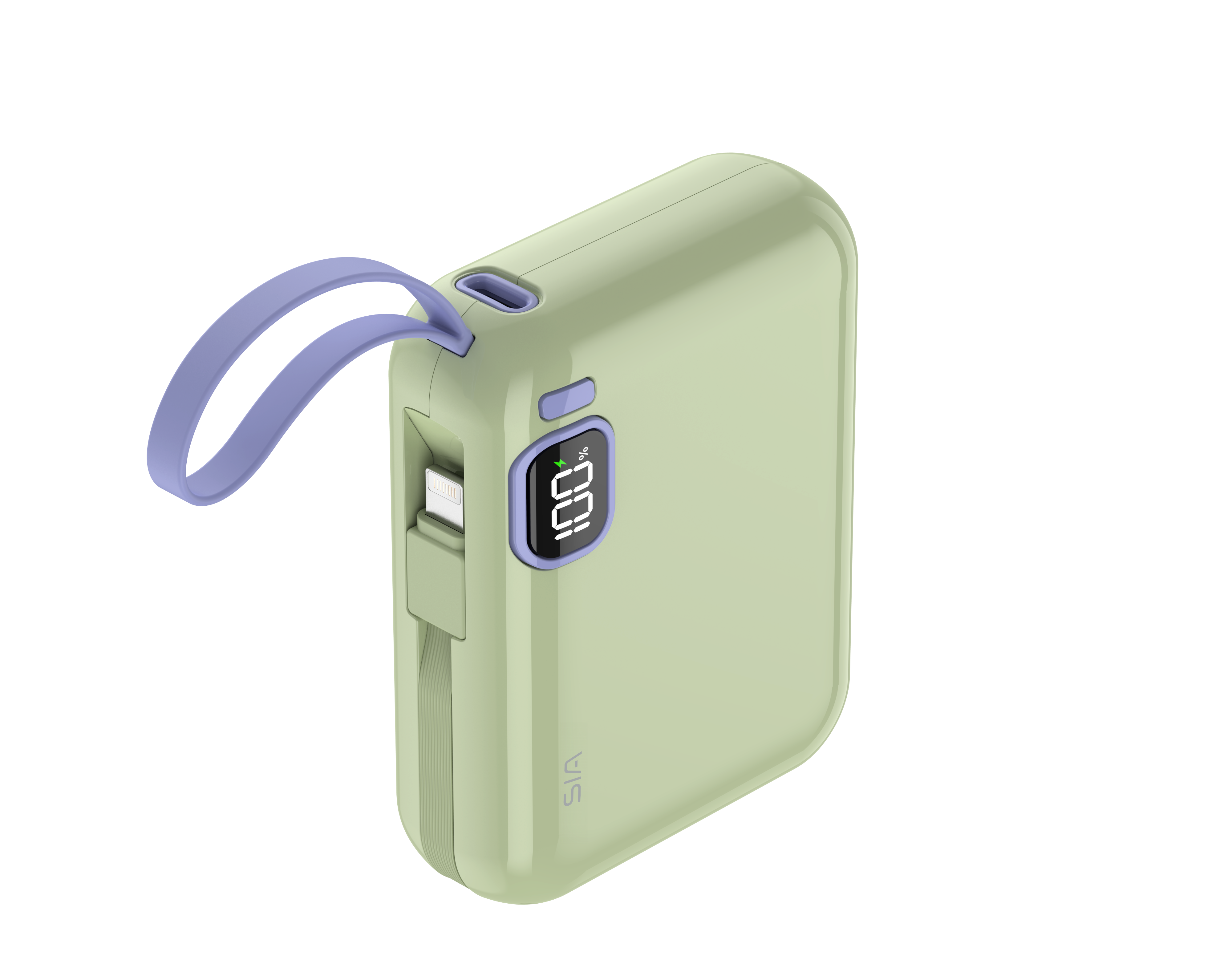 SIA PB302 10000mAh power bank with cable 38.5WH green