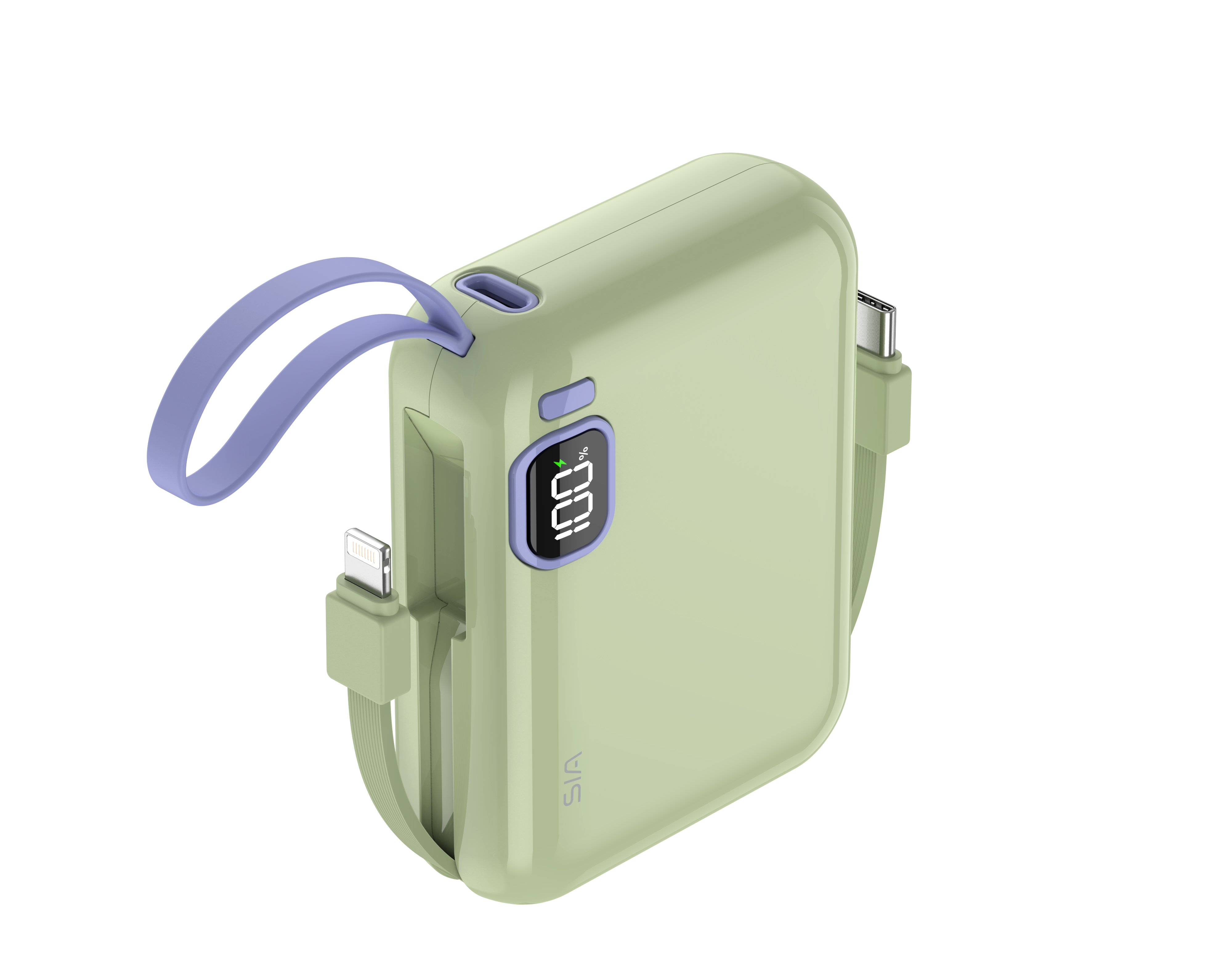 SIA PB302 10000mAh power bank with cable 38.5WH green