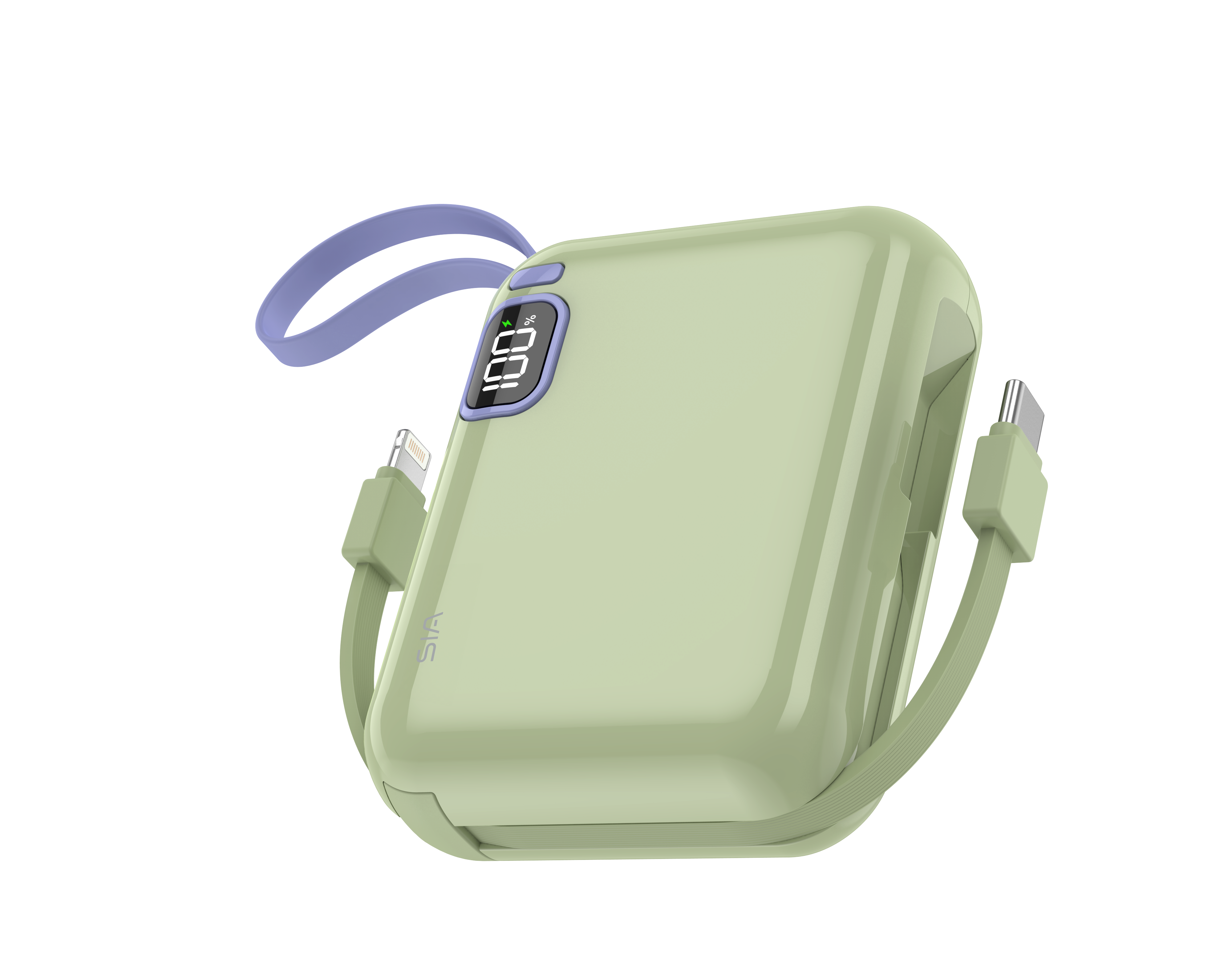 SIA PB302 10000mAh power bank with cable 38.5WH green