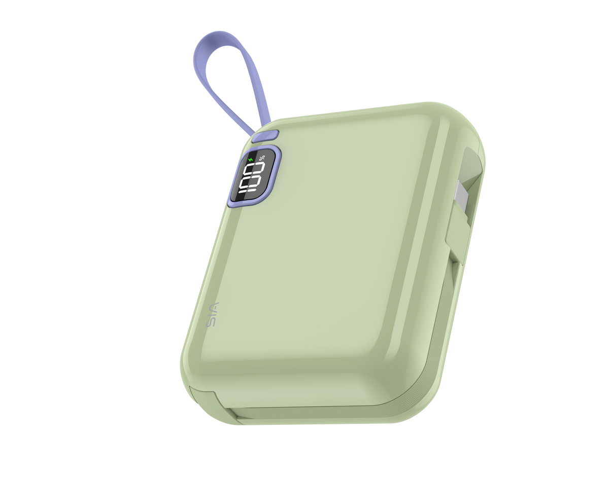 SIA PB302 10000mAh power bank with cable 38.5WH green