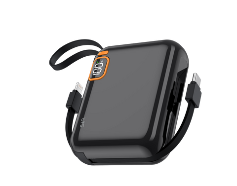 SIA PB302 10000mAh power bank with cable 38.5WH (Black)