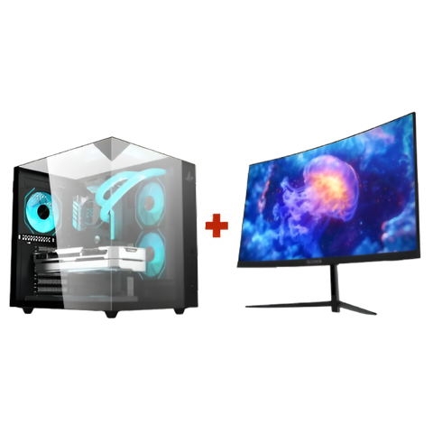 PC Bundle: Gaming pc i5-12400F,RTX 5060 8GB, 16GB RAM with Sades NC-Pelagia 24"/FHD/200Hz/0.5ms/HDMI 2.1/VA/Curved Gaming Monitor - Black