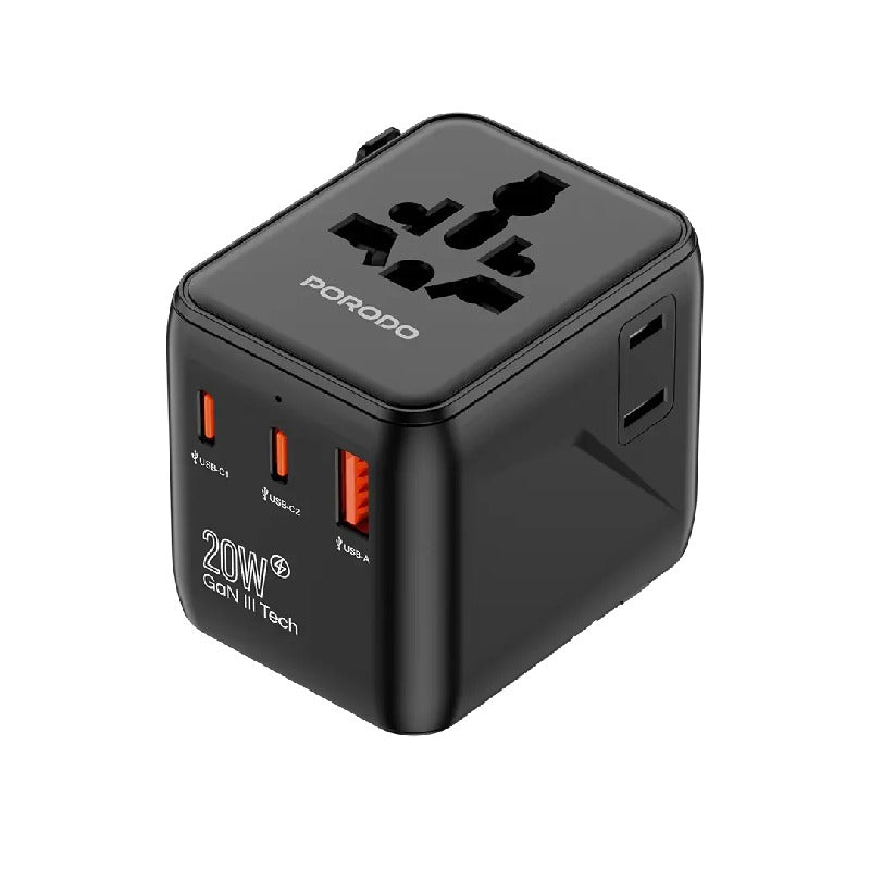 Porodo Universal Travel GaN Quick Charger - Black