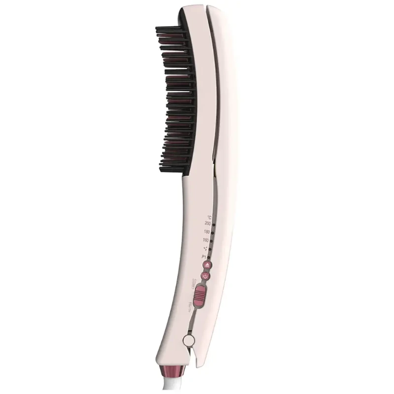 Porodo Dual-Mode Hair Straightening Brush with Detachable Comb -Pink