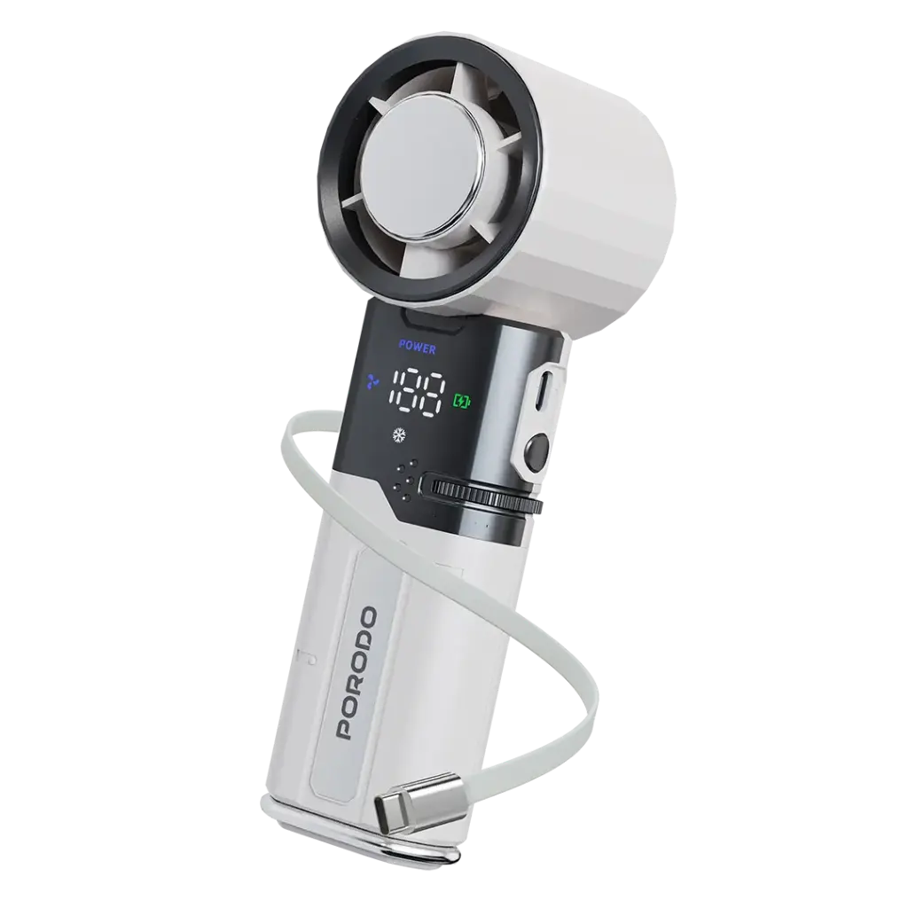 Porodo Lifestyle Chillo Plus Rechargeable Ice Cooling Fan-White