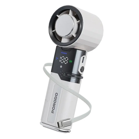 Porodo Lifestyle Chillo Plus Rechargeable Ice Cooling Fan-White
