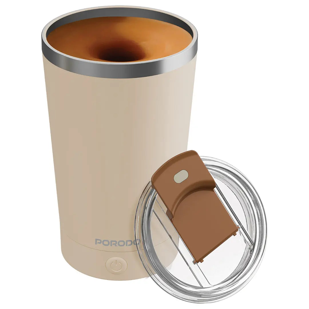 Porodo Lifestyle Automatic Magnetic Stirring Mug 400ml with High-Speed Mixing & USB-C Fast Charging