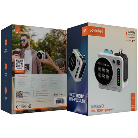 Porodo, Vibego Mini RGB Speaker with Bluetooth Version 5.4