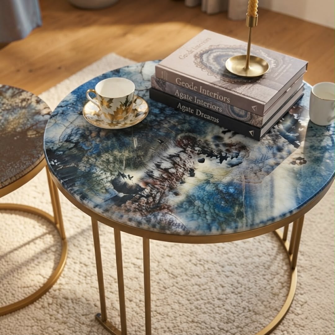 2-Piece Marble Center Table Set (70 cm & 50 cm)