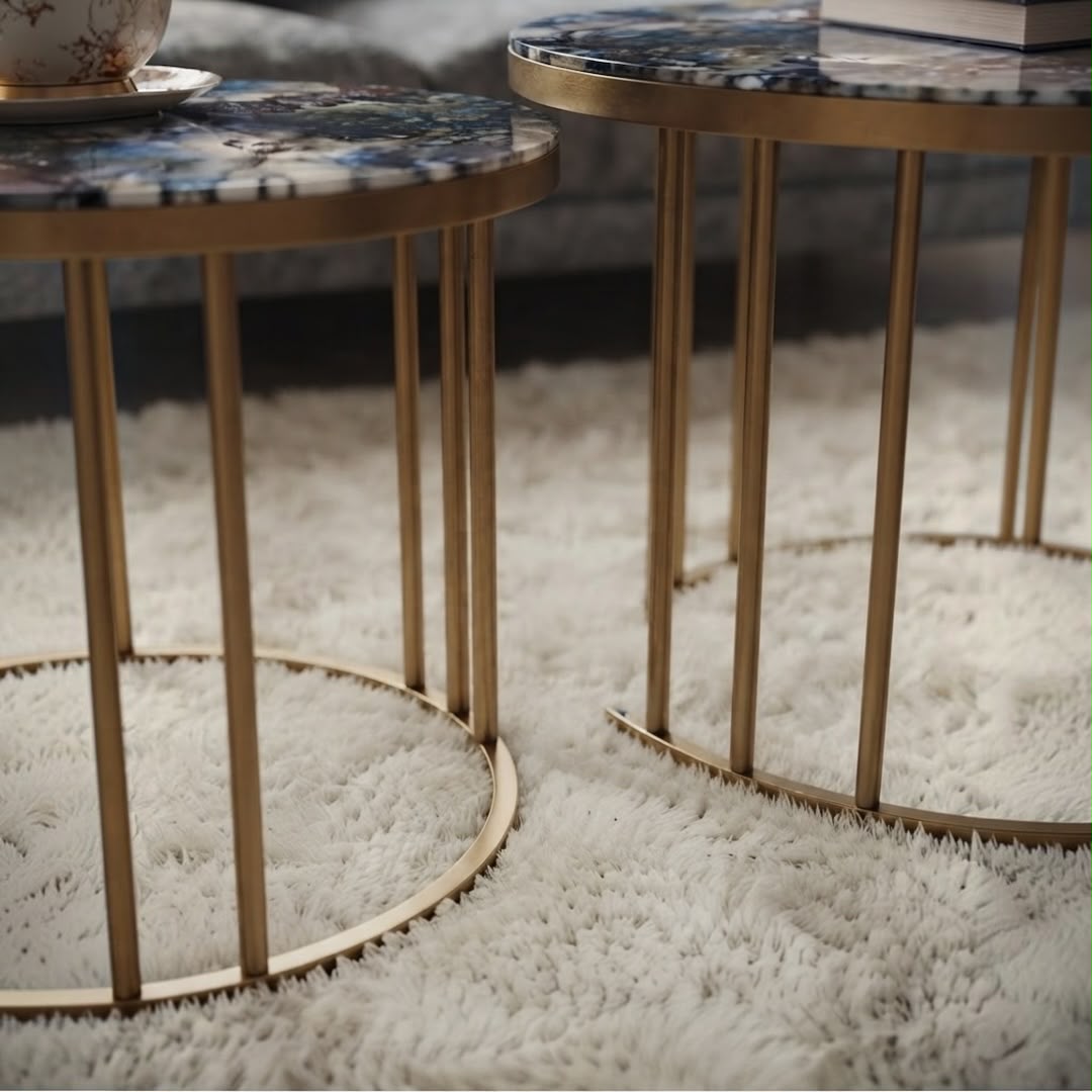 2-Piece Marble Center Table Set (70 cm & 50 cm)