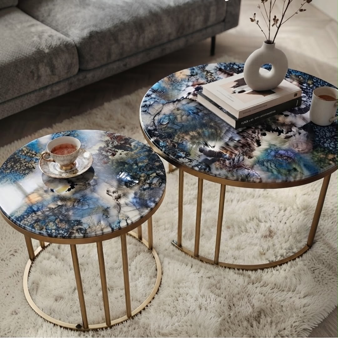 2-Piece Marble Center Table Set (70 cm & 50 cm)