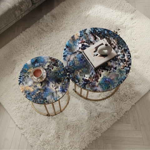 2-Piece Marble Center Table Set (70 cm & 50 cm)