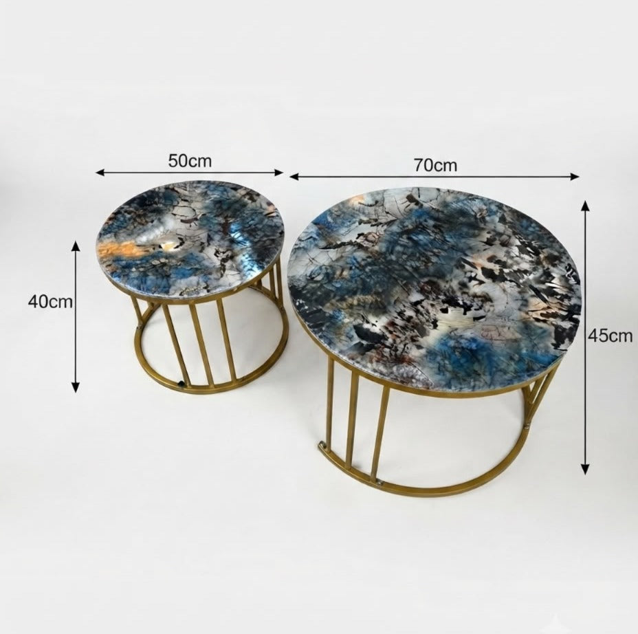 2-Piece Marble Center Table Set (70 cm & 50 cm)