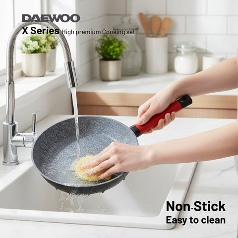 Daewoo Granite Pan 28 cm - Red / Black