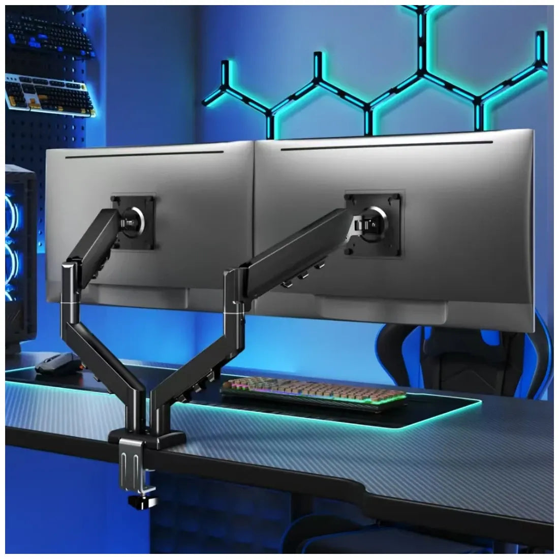 Pawa Double Gas Spring Computer Arm With 360º Rotation - Black