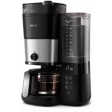 Philips All-in-1 Brew Coffee Maker HD7900/50 – 1.25L, Integrated Grinder, Duo-Bean Container, Timer, Black